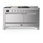 Ilve UM60FSQNR3SSCLP Ilve Um60Fsqnr3Ssclp Majestic Iii 60 Inch Dual Fuel Range With 7 Burners, Griddle And French Top, Dual Function Burner With Up To 25,000 Btu (Liquid Propane, Solid Door, Stainless Steel, Chrome)