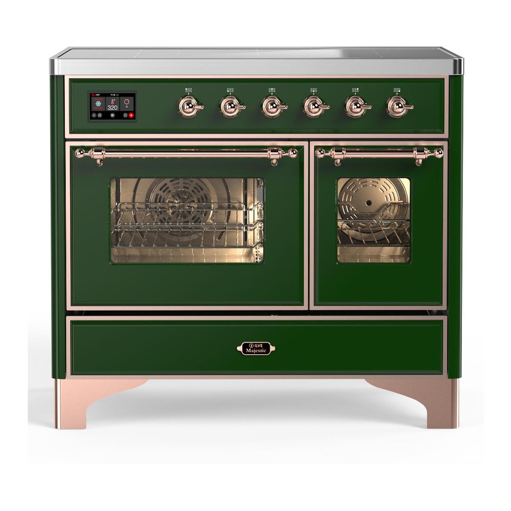 Ilve UMDIB40NR3EGP Ilve Umdib40Nr3Egp Majestic Iii 40 Inch Induction Range With 6 Elements, 3.82 Cu. Ft. Total Oven Capacity (Triple Glass Door, Emerald Green, Copper)
