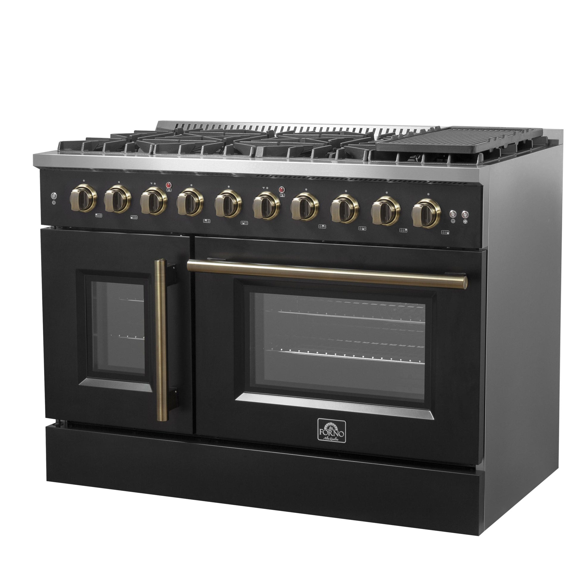 Forno FFSGS644448BLK Forno Galiano 48" Freestanding French Door Gas Range In Black