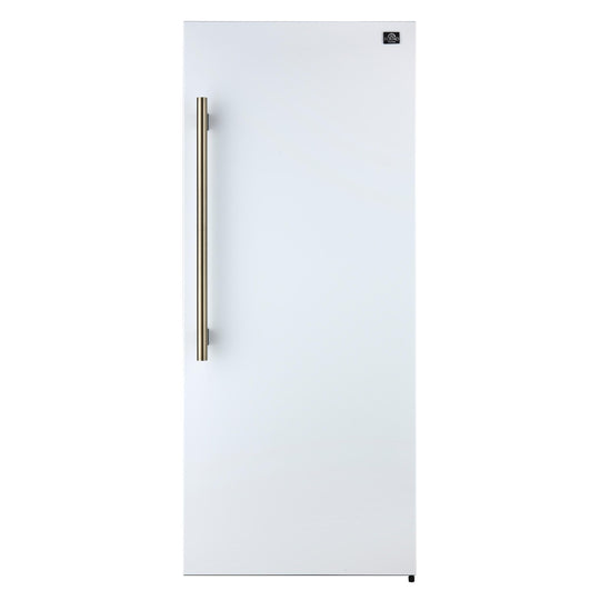 Forno FFFFD172228WHTRS Forno Maderno 28-Inch Convertible Freezer/Refrigerator In White With Antique Brass Handle, 13.6 Cu.Ft. Right Swing