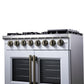 Forno FFSGS638736WHT Forno Capriasca 36 Inch Freestanding French Door Dual Fuel Range In White With Antique Brass Accessories, 6 Burners, True Convection Oven