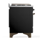 Ilve UM48FQNR3BKBLP Ilve Um48Fqnr3Bkblp Majestic Iii 48 Inch Dual Fuel Range With 8 Burners And Griddle, Dual Function Burner Up To 25,000 Btu (Liquid Propane, Solid Door, Glossy Black, Burnished)