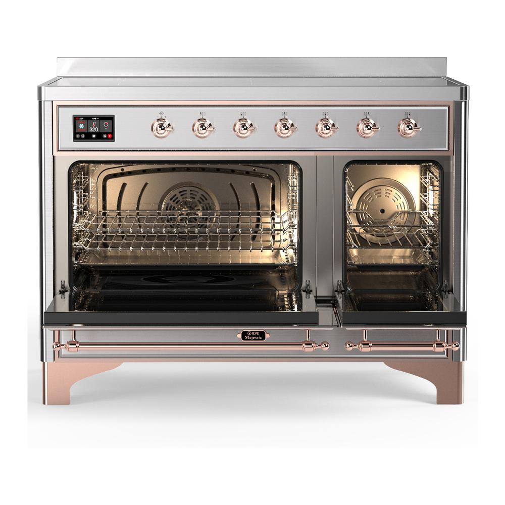 Ilve UMIB48QNR3SSP Ilve Umib48Qnr3Ssp Majestic Iii 48 Inch Induction Range With 6 Elements, 5.02 Cu. Ft. Total Oven Capacity (Solid Door, Stainless Steel, Copper)