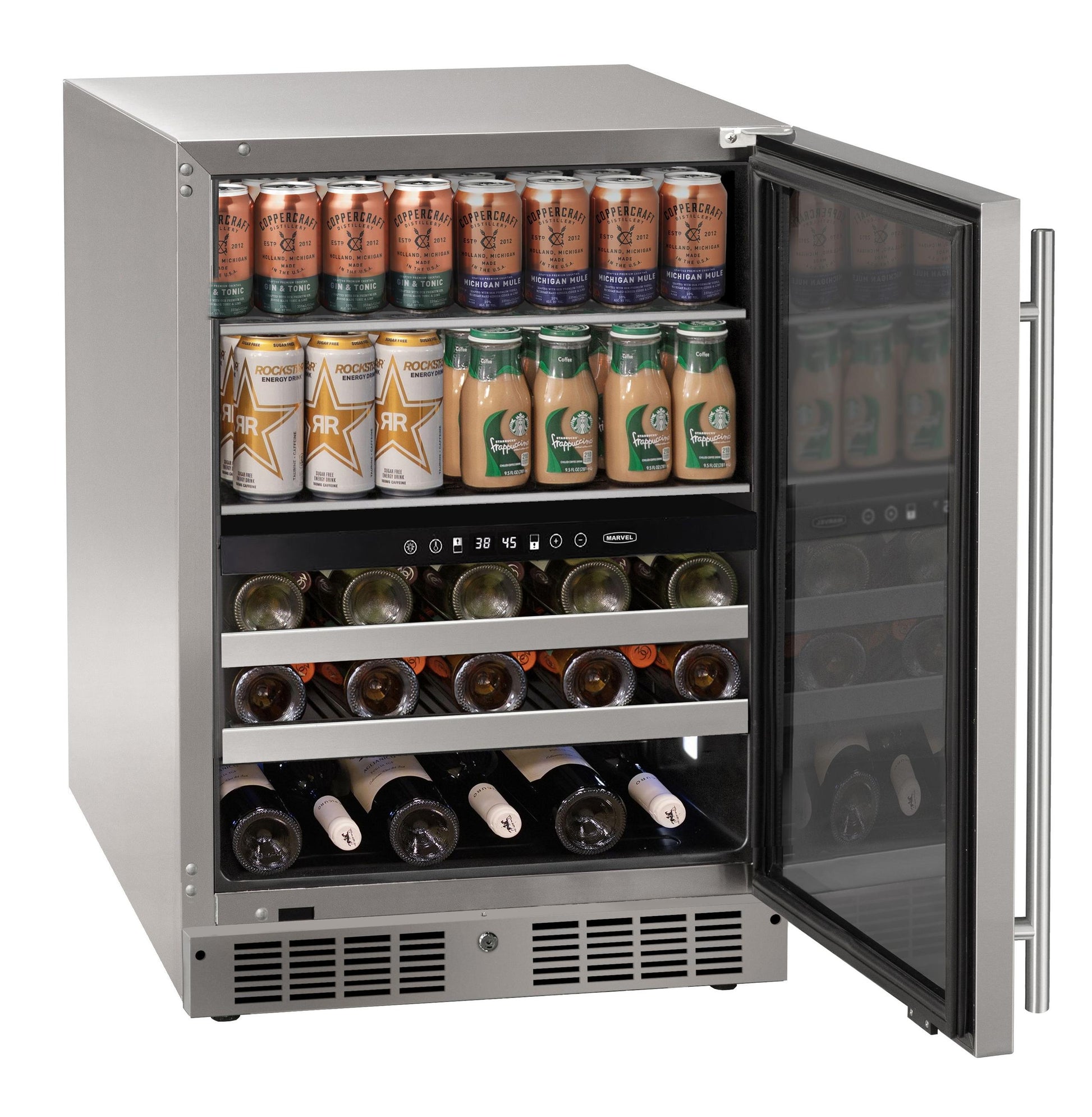 Marvel MRBD224SG31A 24 Inch Dual-Zone Beverage Center With Door Style - Stainless Steel Frame Glass