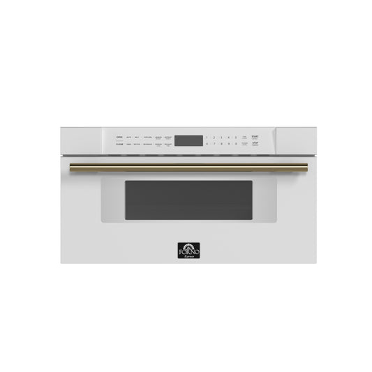 Forno FMWDR300030WHT Forno Capoliveri Espresso 30-Inch Microwave Drawer, White, 1.2 Cu.Ft, 1500 Watts, Built-In, Touch Control Lcd Display, Auto-Touch Open/Close, 11 Power Levels, Sensor Cooking