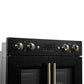 Forno FBOEL134030BLK Forno Asti 30-Inch Double Electric Wall Oven With Upper French Doors In Black & Antique Brass, 7.36 Cu. Ft. Dual True Convection, 7,200W, Air Fry, Sous Vide, Self-Clean