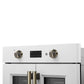 Forno FBOEL133330WHT Forno Asti 30-Inch French Door Electric Wall Oven In White & Antique Brass, 3.68 Cu. Ft. True Convection, 3,600W, Air Fry, Sous Vide, Self-Clean