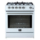 Forno FFSGS111630WHT Forno Leonardo Espresso 30-Inch White Gas Range, 5 Burners, 39,500 Btu, 5 Cu.Ft Convection Oven
