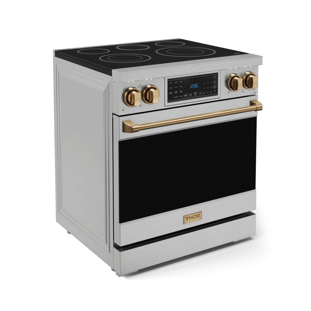 Thor Kitchen RSE30BRZ 30 Inch Professional Electric Range With Tilt Panel Touch Control In Stainless Steel/Bronze Gordon Ramsay Series - Rse30-Brz