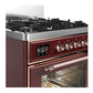 Ilve UM30NR3BUPLP Ilve Um30Nr3Buplp Majestic Iii 30 Inch Dual Fuel Range With 5 Black Brass Burners, Dual Function Burner Up To 25,000 Btu (Liquid Propane, Triple Glass Door, Burgundy, Copper)
