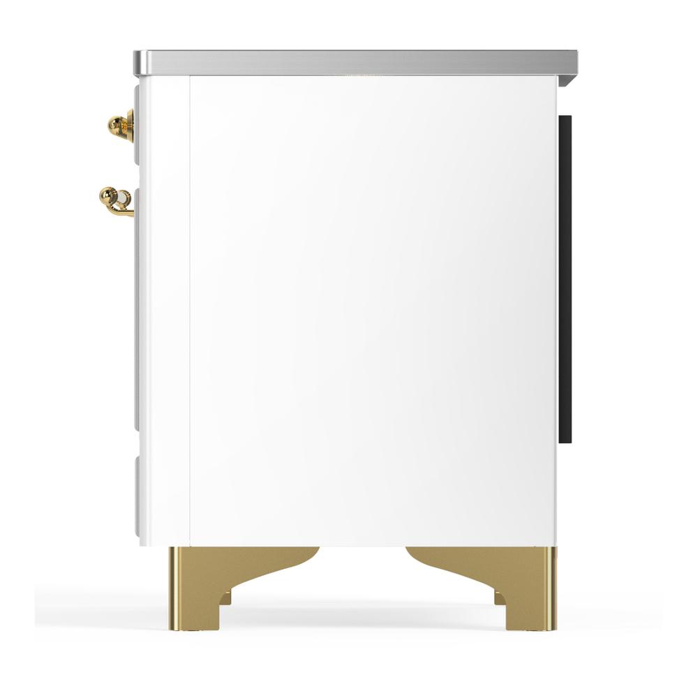 Ilve UMDIB40NR3WHG Ilve Umdib40Nr3Whg Majestic Iii 40 Inch Induction Range With 6 Elements, 3.82 Cu. Ft. Total Oven Capacity (Triple Glass Door, White, Brass)