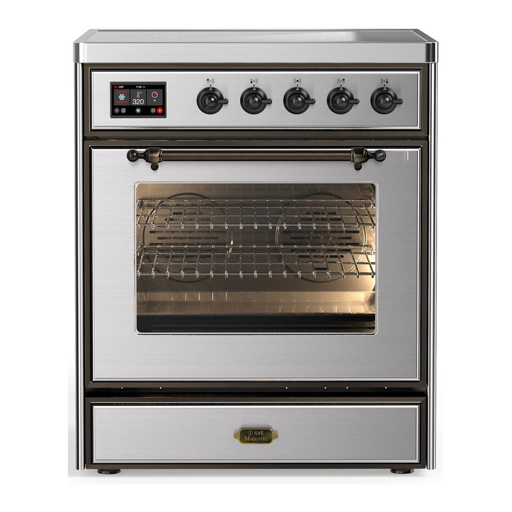 Ilve UMIB30NR3SSB Ilve Umib30Nr3Ssb Majestic Iii 30 Inch Induction Range With 4 Elements, 4 Cu. Ft. Oven Capacity (Triple Glass Door, Stainless Steel, Burnished)