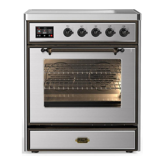 Ilve UMIB30NR3SSB Ilve Umib30Nr3Ssb Majestic Iii 30 Inch Induction Range With 4 Elements, 4 Cu. Ft. Oven Capacity (Triple Glass Door, Stainless Steel, Burnished)