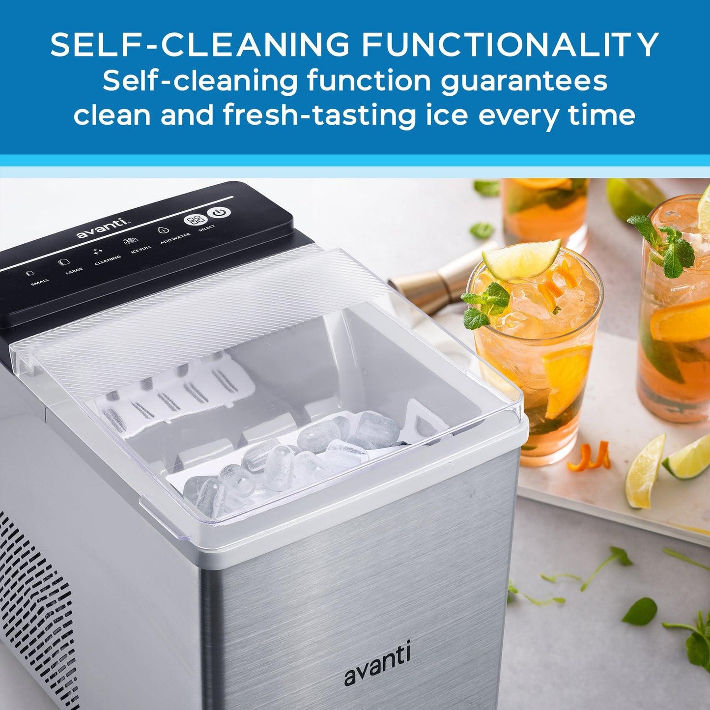 Avanti AVIM333SIS Avanti Speedy Ice Countertop Bullet Ice Maker - Stainless Steel / 5.82 Cu. Ft.