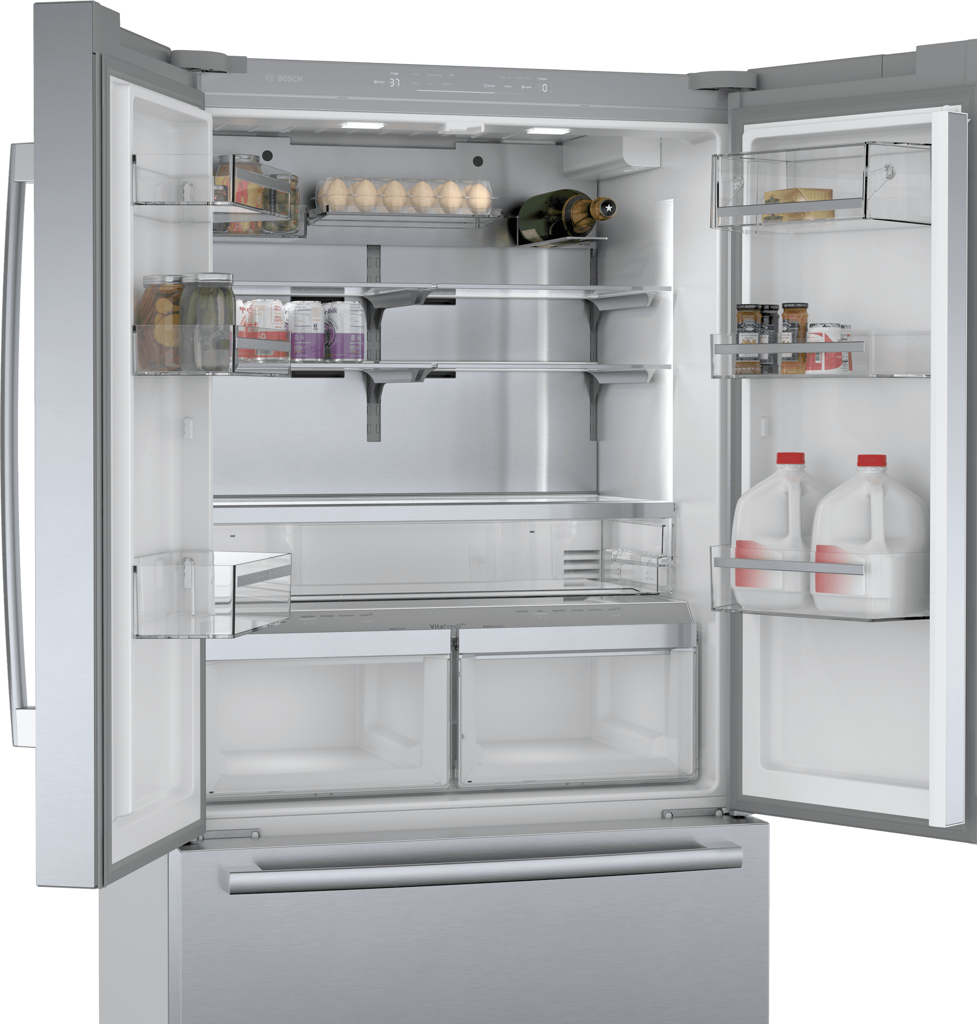 Bosch B36CT84SNS 800 Series, French Door Bottom Freezer, Multi Door, 36'', Brushed Steel (With Anti-Fingerprint)