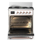 Ilve UM30QNR3WHPLP Ilve Um30Qnr3Whplp Majestic Iii 30 Inch Dual Fuel Range With 5 Black Brass Burners, Dual Function Burner Up To 25,000 Btu (Liquid Propane, Solid Door, White, Copper)