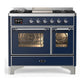 Ilve UMD40FNR3MBCLP Ilve Umd40Fnr3Mbclp Majestic Iii 40 Inch Dual Fuel Range With 6 Burners And Griddle, Dual Function Burner Up To 25,000 Btu (Liquid Propane, Triple Glass Door, Midnight Blue, Chrome)