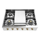 Ilve UHCP36FNSSGLP Ilve Uhcp36Fnssglp Nostalgie Ii 36 Inch Built-In Gas Rangetop With 6 Burners And Griddle, In Stainless Steel (Liquid Propane, Brass)