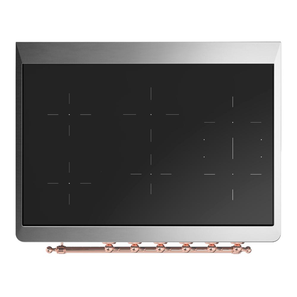 Ilve UMIB36NR3AWP Ilve Umib36Nr3Awp Majestic Iii 36 Inch Induction Range With 6 Elements, 3.5 Cu. Ft. Total Oven Capacity (Triple Glass Door, Antique White, Copper)