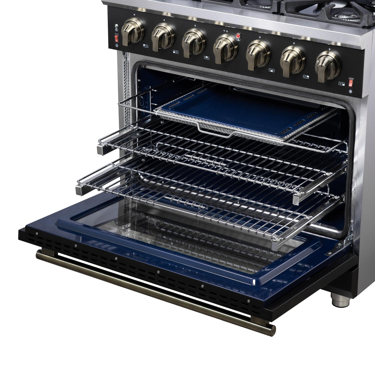 Forno FFSGS623936BLK Forno Massimo 36-Inch Black Freestanding Gas Range, 6 Sealed Burners, Convection Oven, Energy Efficient
