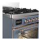 Ilve UM30NR3BGPLP Ilve Um30Nr3Bgplp Majestic Iii 30 Inch Dual Fuel Range With 5 Black Brass Burners, Dual Function Burner Up To 25,000 Btu (Liquid Propane, Triple Glass Door, Blue Grey, Copper)