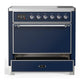 Ilve UMIB36QNR3MBC Ilve Umib36Qnr3Mbc Majestic Iii 36 Inch Induction Range With 6 Elements, 3.5 Cu. Ft. Total Oven Capacity (Solid Door, Midnight Blue, Chrome)