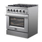 Forno FFSGS619730 Forno Marco 30-Inch Dual Fuel Range, Stainless Steel, 4 Burners, 37,000 Btu, True Convection Oven, Energy Efficient
