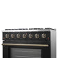 Forno FFSGS624436BLK Forno Galiano 36-Inch Freestanding Gas Range In Black With Antique Brass Design, 6 Burners, 83,000 Btu, 5.36 Cu.Ft. Convection Oven