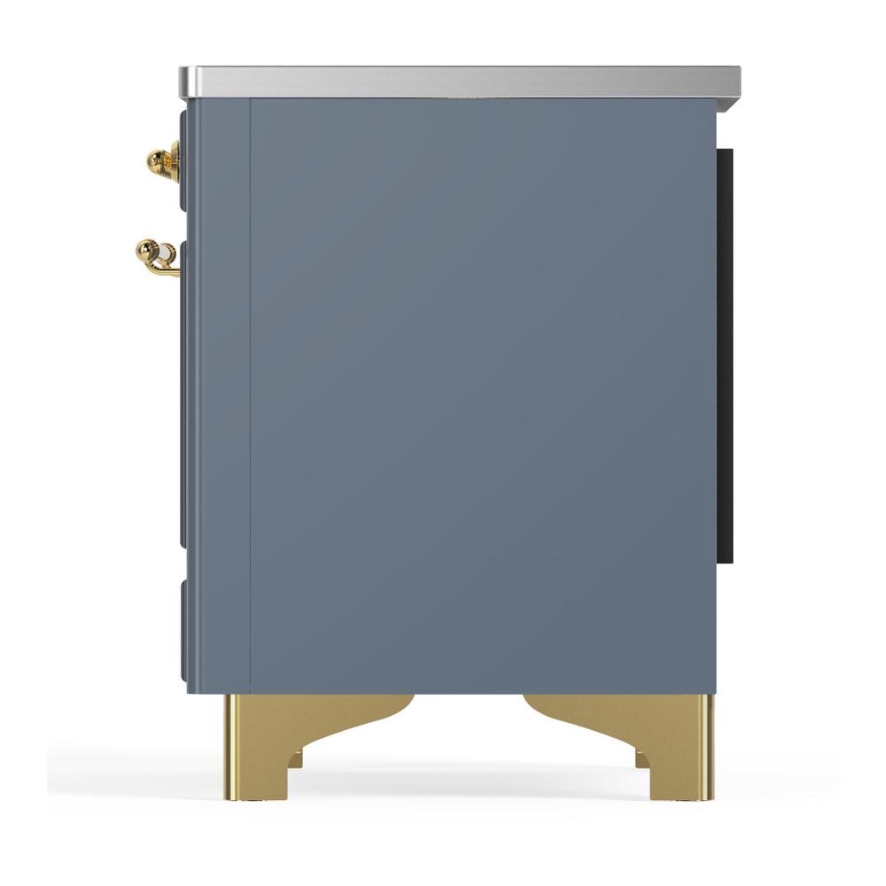 Ilve UMIB36NR3BGG Ilve Umib36Nr3Bgg Majestic Iii 36 Inch Induction Range With 6 Elements, 3.5 Cu. Ft. Total Oven Capacity (Triple Glass Door, Blue Grey, Brass)
