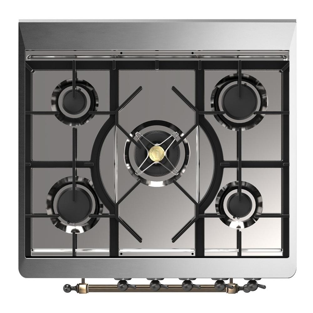 Ilve UM30NR3AWB Ilve Um30Nr3Awb Majestic Iii 30 Inch Dual Fuel Range With 5 Black Brass Burners, Dual Function Burner Up To 25,000 Btu (Natural Gas, Triple Glass Door, Antique White, Burnished)