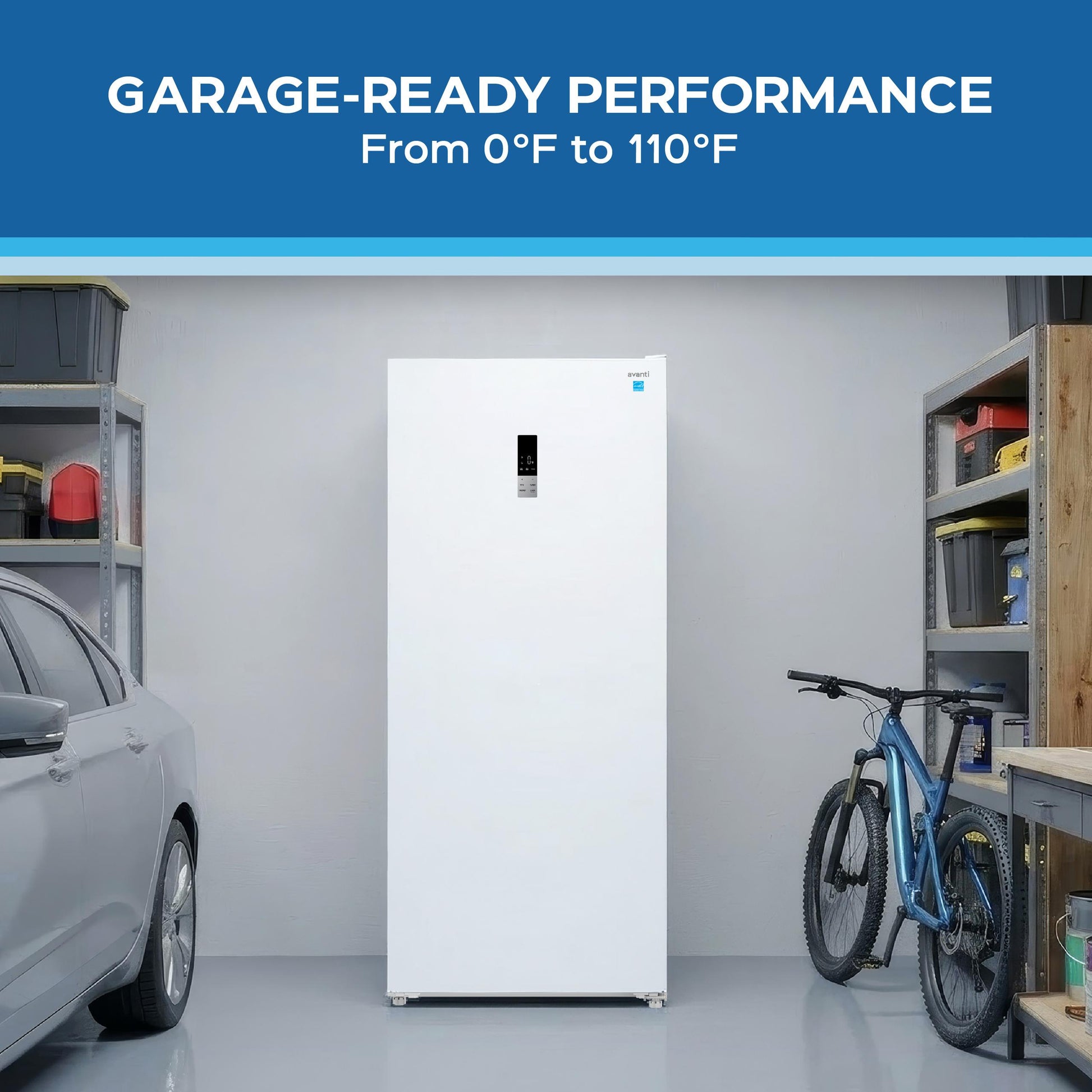 Avanti AV210VFLJM0W Avanti Maxxspace Insulation™ Technology Garage-Ready Frost-Free Convertible Upright Freezer, 21 Cu. Ft., Energy Star, White (Av210Vfljm0W)