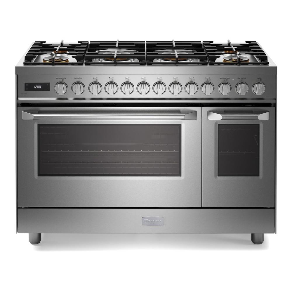 Verona VUFSGE486DSS Verona Vufsge486Dss 48 Inch Ultima Collection Dual Fuel Range With 6 Brass Sealed Burners, 5.8 Cu. Ft. Oven Capacity, Digital Clock In Stainless Steel