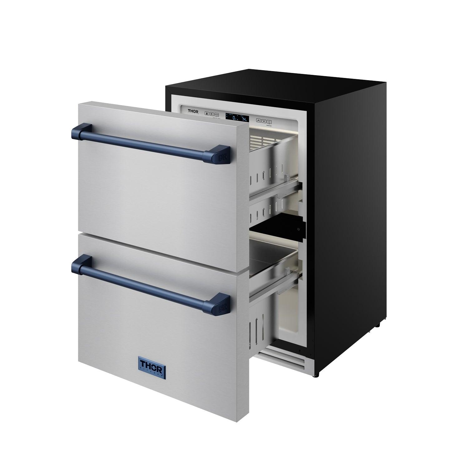Thor Kitchen RZ24UBLU 24 Inch Undercounter Built-In / Freestanding Drawer Freezer - Stainless Steel/Blue Gordon Ramsay Series