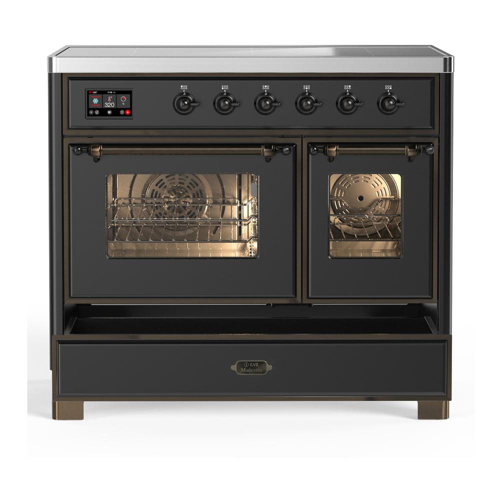 Ilve UMDIB40NR3MGB Ilve Umdib40Nr3Mgb Majestic Iii 40 Inch Induction Range With 6 Elements, 3.82 Cu. Ft. Total Oven Capacity (Triple Glass Door, Graphite Matte, Burnished)