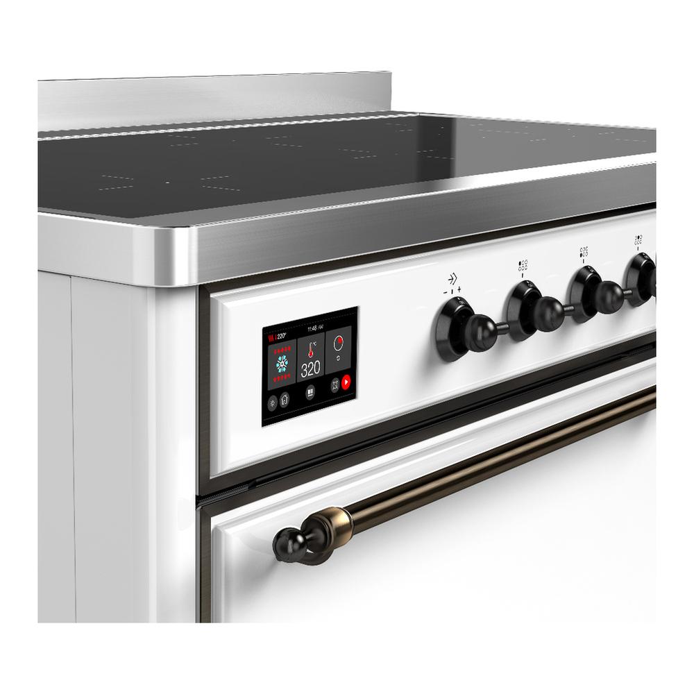 Ilve UMIB48QNR3WHB Ilve Umib48Qnr3Whb Majestic Iii 48 Inch Induction Range With 6 Elements, 5.02 Cu. Ft. Total Oven Capacity (Solid Door, White, Burnished)