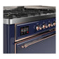 Ilve UM60FQNR3MBP Ilve Um60Fqnr3Mbp Majestic Iii 60 Inch Dual Fuel Range With 9 Burners And Griddle, Dual Function Burner Up To 25,000 Btu (Natural Gas, Solid Door, Midnight Blue, Copper)