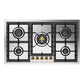 Ilve UHCPT95NSSGLP Ilve Uhcpt95Nssglp Nostalgie Ii 36 Inch Built-In Gas Cooktop With Total Black Brass Burners, In Stainless Steel (5 Sealed Burners, Liquid Propane, Brass)