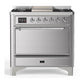 Ilve UM36FQNR3SSC Ilve Um36Fqnr3Ssc Majestic Iii 36 Inch Dual Fuel Range With 6 Black Brass Burners And Griddle, Dual Function Burner Up To 25,000 Btu (Solid Door, Stainless Steel, Chrome, Natural Gas)