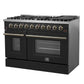 Forno FFSGS624448BLK Forno Galiano 48-Inch Gas Range Black & Antique Brass Design, 8 Burners, 107,000 Btu, Griddle, 6.58 Cu.Ft. Double Ovens