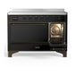 Ilve UMIB48QNR3BKB Ilve Umib48Qnr3Bkb Majestic Iii 48 Inch Induction Range With 6 Elements, 5.02 Cu. Ft. Total Oven Capacity (Solid Door, Glossy Black, Burnished)