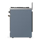 Ilve UM30QNR3BGBLP Ilve Um30Qnr3Bgblp Majestic Iii 30 Inch Dual Fuel Range With 5 Black Brass Burners, Dual Function Burner Up To 25,000 Btu (Liquid Propane, Solid Door, Blue Grey, Burnished)