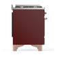 Ilve UM48FSNR3BUP Ilve Um48Fsnr3Bup Majestic Iii 48 Inch Dual Fuel Range With 5 Black Brass Burners, Griddle And French Top, Dual Function Burner Up To 25,000 Btu (Natural Gas, Triple Glass Door, Burgundy, Copper)