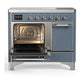 Ilve UMDIB40QNR3BGC Ilve Umdib40Qnr3Bgc Majestic Iii 40 Inch Induction Range With 6 Elements, 3.82 Cu. Ft. Total Oven Capacity (Solid Door, Blue Grey, Chrome)