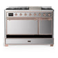 Ilve UM48FQNR3SSPLP Ilve Um48Fqnr3Ssplp Majestic Iii 48 Inch Dual Fuel Range With 8 Burners And Griddle, Dual Function Burner Up To 25,000 Btu (Liquid Propane, Solid Door, Stainless Steel, Copper)