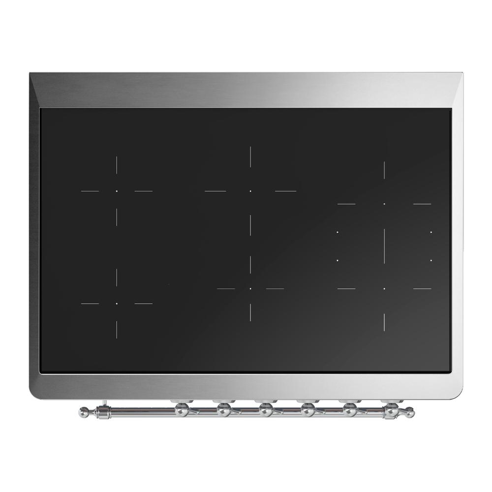 Ilve UMIB36QNR3AWC Ilve Umib36Qnr3Awc Majestic Iii 36 Inch Induction Range With 6 Elements, 3.5 Cu. Ft. Total Oven Capacity (Solid Door, Antique White, Chrome)