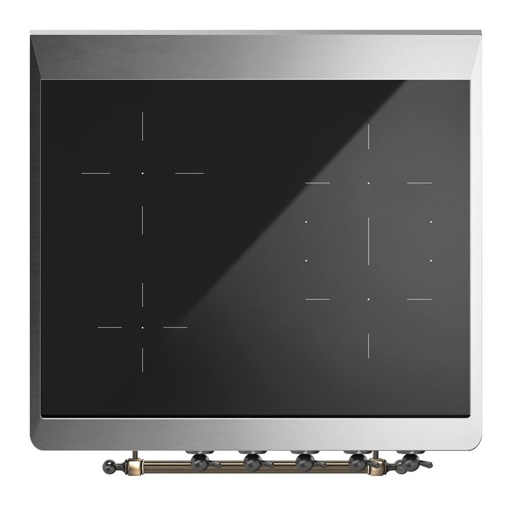 Ilve UMIB30NR3AWB Ilve Umib30Nr3Awb Majestic Iii 30 Inch Induction Range With 4 Elements, 4 Cu. Ft. Oven Capacity (Triple Glass Door, Antique White, Burnished)