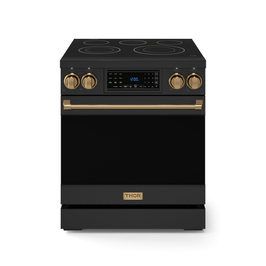 Thor Kitchen RSE30BBRZ 30 Inch Professional Electric Range With Tilt Panel Touch Control In Black/Bronze Gordon Ramsay Series - Rse30B-Brz