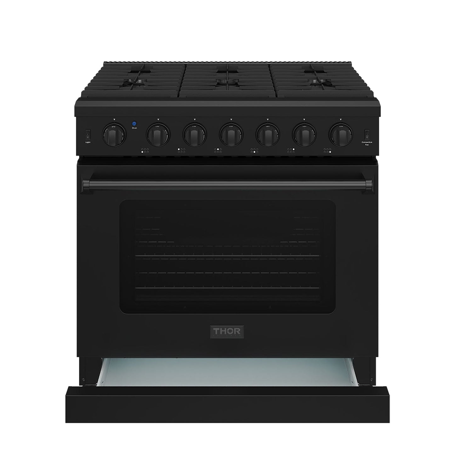 Thor Kitchen LRG3601UB 36 Inch Professional Gas Range In Black