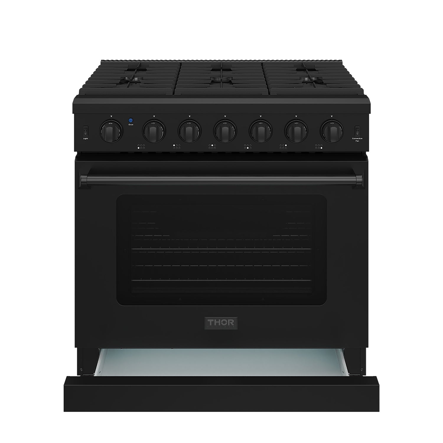 Thor Kitchen LRG3601UB 36 Inch Professional Gas Range In Black