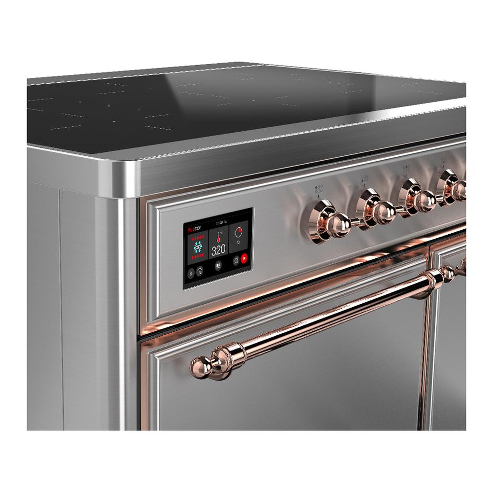 Ilve UMDIB40QNR3SSP Ilve Umdib40Qnr3Ssp Majestic Iii 40 Inch Induction Range With 6 Elements, 3.82 Cu. Ft. Total Oven Capacity (Solid Door, Stainless Steel, Copper)